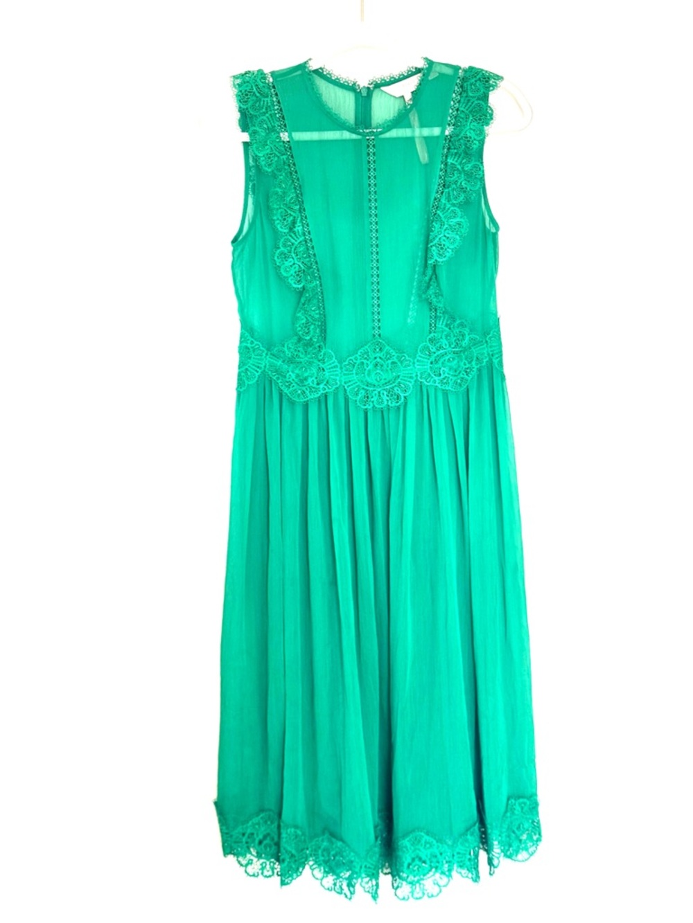 Ted Baker Porrla Frill Lace Midi Dress Green Anniversary Size 2 US 6 UK 10 $199 - Picture 3 of 12